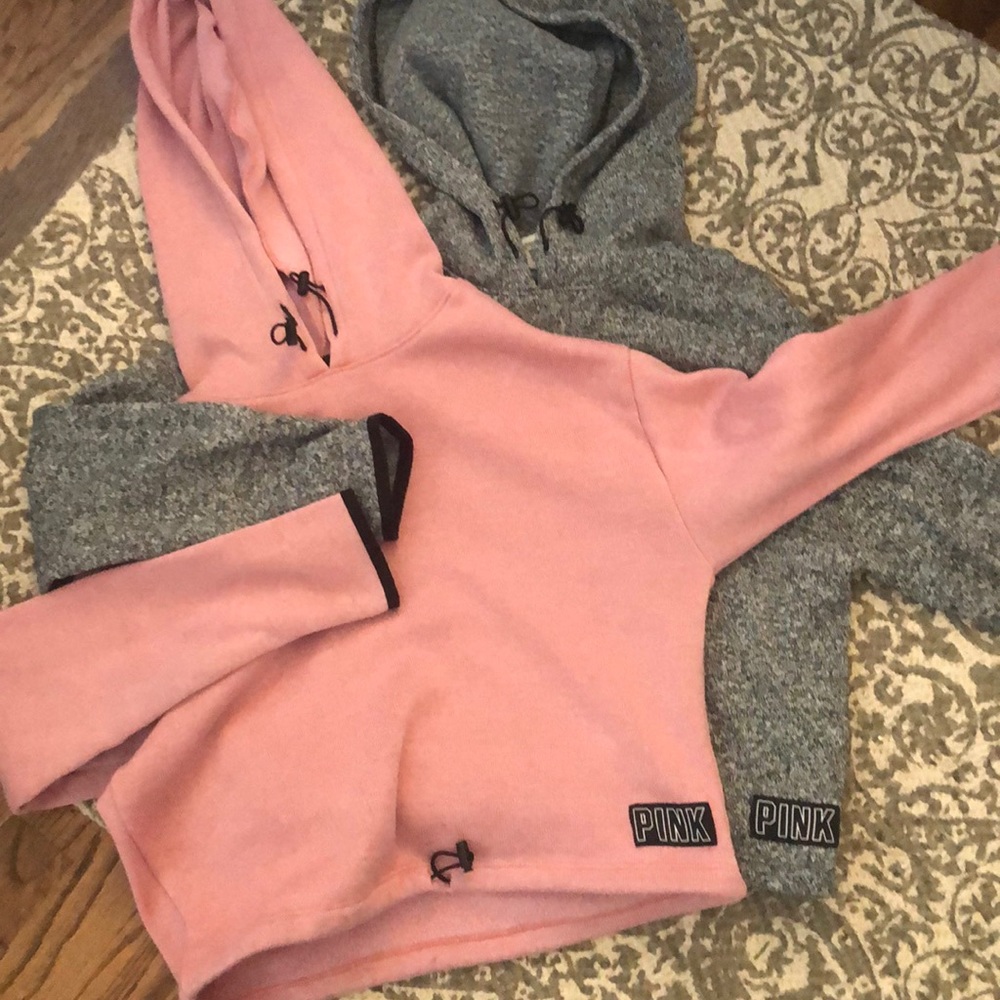 SOLD! Bundle of 2 PINK CROPPED HOODIES!!